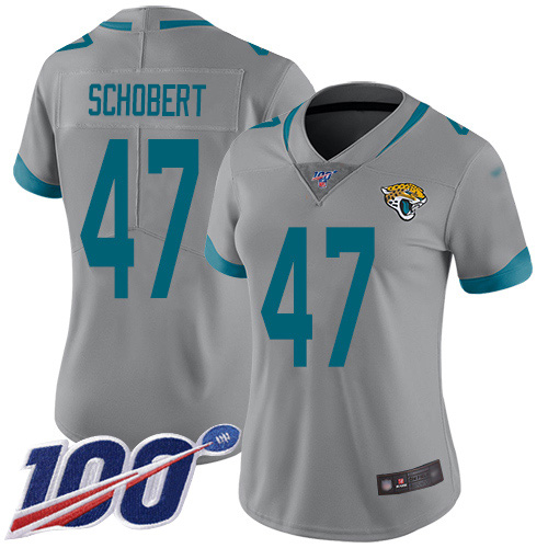 Nike Jacksonville Jaguars 47 Joe Schobert Silver Women Stitched NFL Limited Inverted Legend 100th Season Jersey